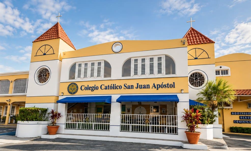 Fachada del Colegio Católico San Juan Apóstol en Caguas